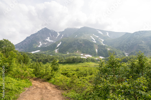 Vachkazhets mountain range  Kamchatka Peninsula  Russia. These are the remains of an ancient volcano  divided as a result of a strong eruption into several parts. Regional monument of nature.