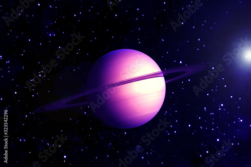 Fototapeta Naklejka Na Ścianę i Meble -  Planet Saturn, in pink. Elements of this image were furnished by NASA.