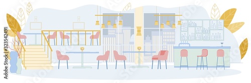 Two-storey Restaurant or Cafe with Bar Counter.