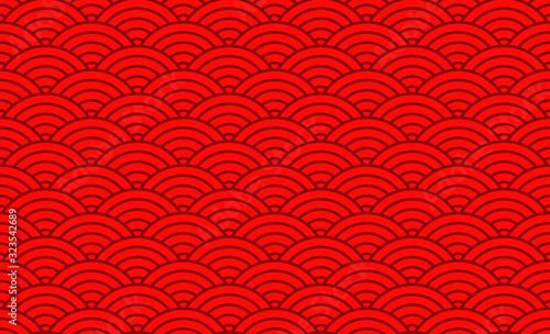 Chinese seamless pattern of traditional oriental background with red ornament. Asian red pattern. Vector illustration.