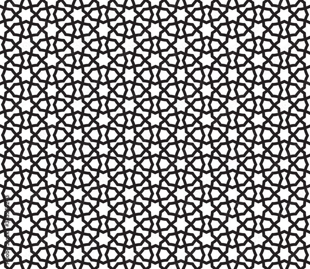 Abstract seamless pattern. Arabic line ornament with geometric shapes.