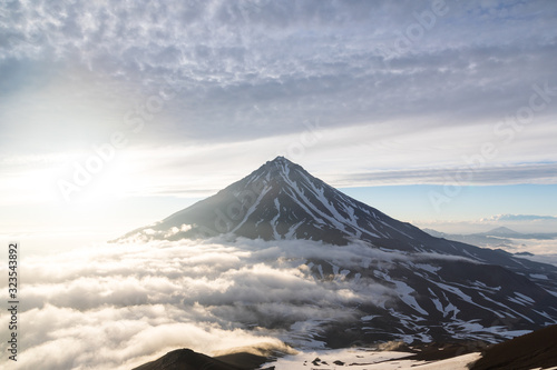 Koryaksky volcano, Kamchatka peninsula, Russia. An active volcano 35 km north of the city of Petropavlovsk-Kamchatsky. The absolute height is 3430 meters above sea level.