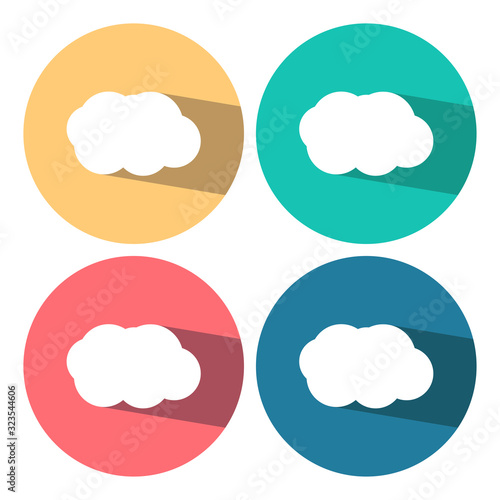 Clouds icons isolated with long shadow. Vector illustration