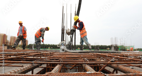 Photography Construction site concrete pouring site, Luannan County, Hebei Province, China