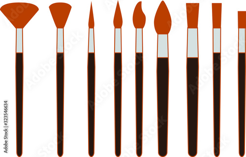 Brush icon set, vector line illustration