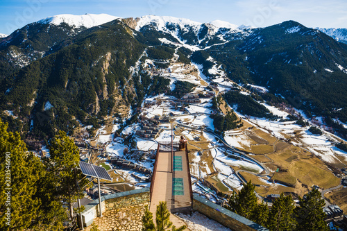Mirador Roc del Quer. The most famous viewpoint in Andorra (Catalan Pyrenees)