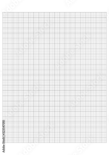 Millimeter grid on A4 size page. Divided by 1 and 10 mm lines. Sheet of engineering graph paper. Vector illustration