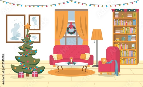 Christmas Interior in Comfortable Living Room