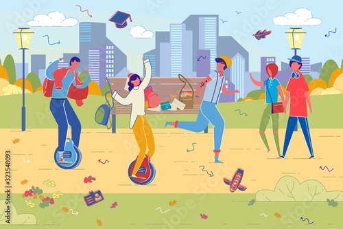 People Riding on Gyroscope or Electric Monocycle.