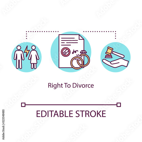 Wallpaper Mural Right to divorce concept icon. Marriage annulment, family law, male and female rights, divorcement procedure thin line illustration. Vector isolated outline RGB color drawing. Editable stroke Torontodigital.ca