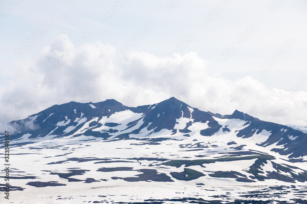 Kamchatka Peninsula, Russia. Views from the slopes of Gorely volcano. Kamchatka Peninsula, Russia. Views from the slopes of Gorely volcano.