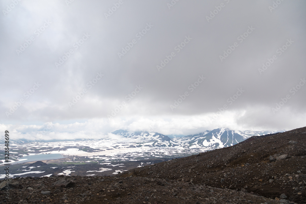 Kamchatka Peninsula, Russia. Views from the slopes of Gorely volcano. Kamchatka Peninsula, Russia. Views from the slopes of Gorely volcano.