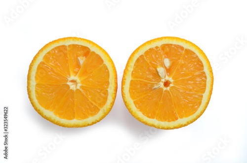 the two orange half isolated on white background