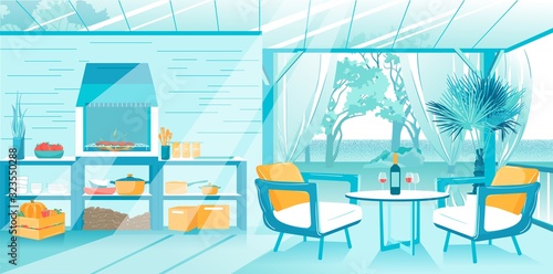 Domestic Dining Room in Kitchen with Furniture