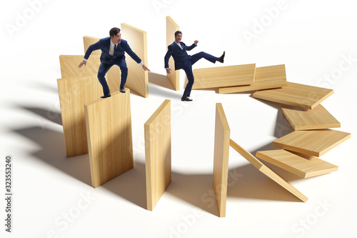 Domino effect and competition concept