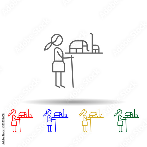 Safari, elephant, adventurer multi color style icon. Simple thin line, outline vector of Adventure icons for ui and ux, website or mobile application