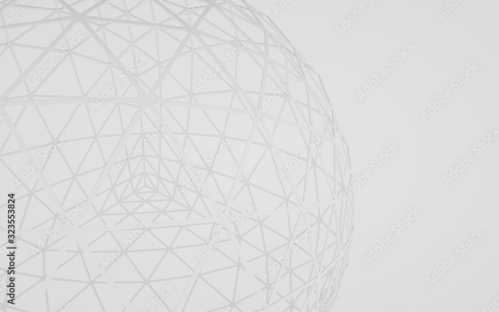 3D rendering. Abstract geometric illustration. The frame of the sphere. Skeleton of the ball. Black-white. 3D rendering. Abstract geometric illustration. The frame of the sphere. Skeleton of the ball. Black-white.