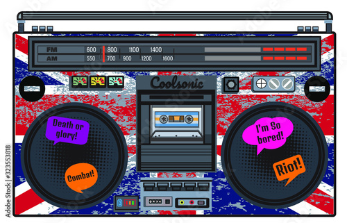 Union Jack retro boombox cassette player