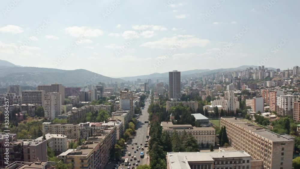 Tbilisi skyline, Saburtalo district, shot with DJI Mavic 2 Pro drone 4K Tbilisi skyline, Saburtalo district, shot with DJI Mavic 2 Pro drone 4K