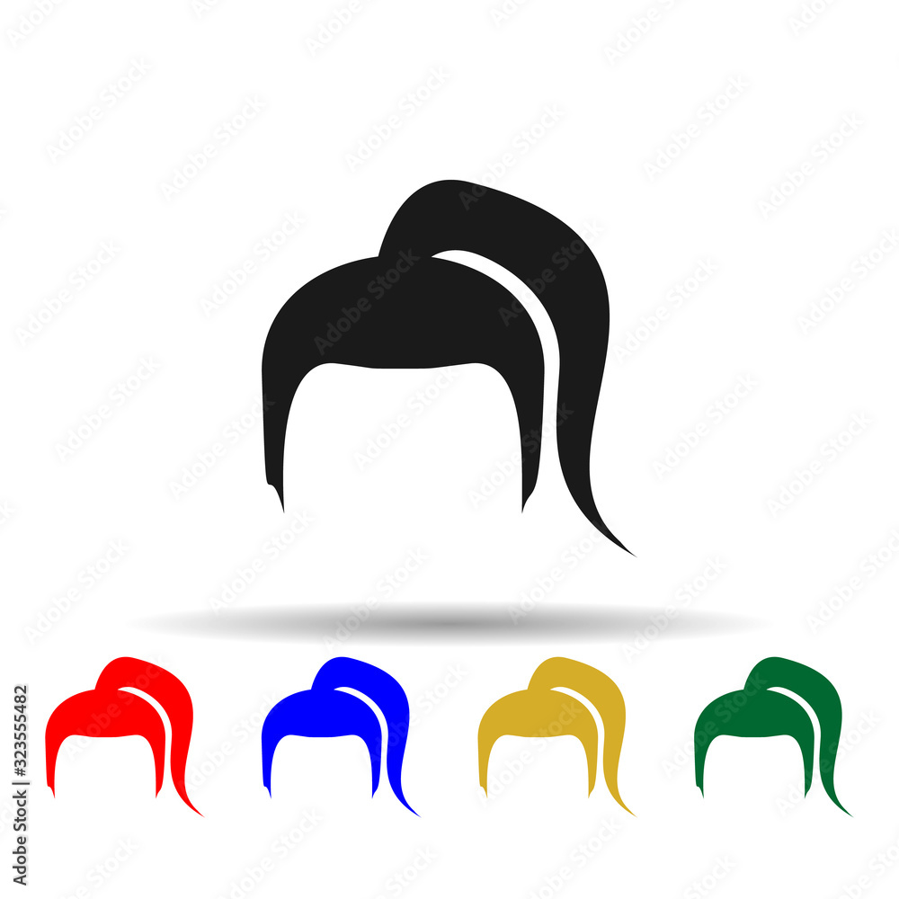 hair, woman, haircut bun multi color style icon. Simple glyph, flat vector of Haircut icons for ui and ux, website or mobile application hair, woman, haircut bun multi color style icon. Simple glyph, flat vector of Haircut icons for ui and ux, website or mobile application