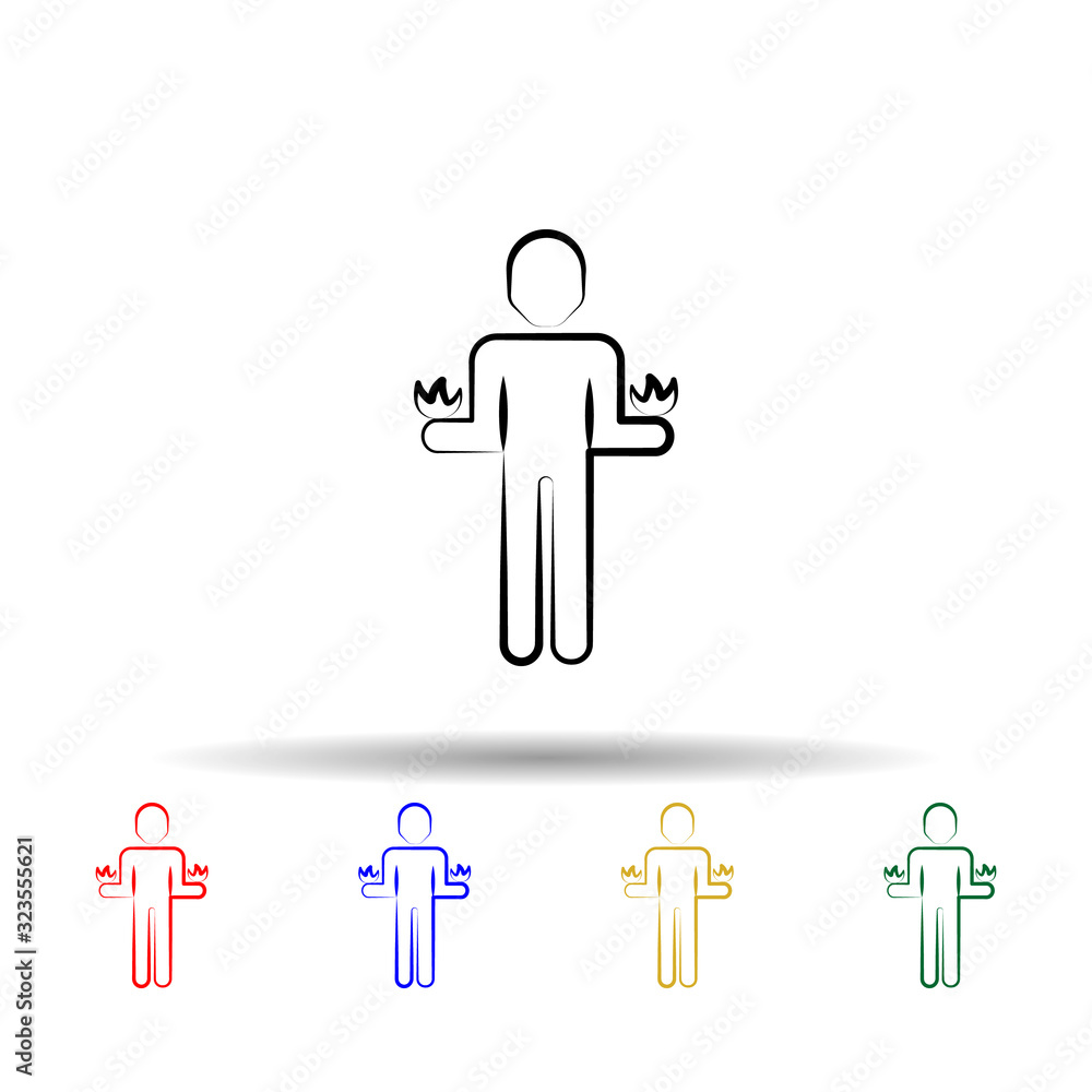Pyrokinesis multi color style icon. Simple thin line, outline vector of mad science icons for ui and ux, website or mobile application Pyrokinesis multi color style icon. Simple thin line, outline vector of mad science icons for ui and ux, website or mobile application