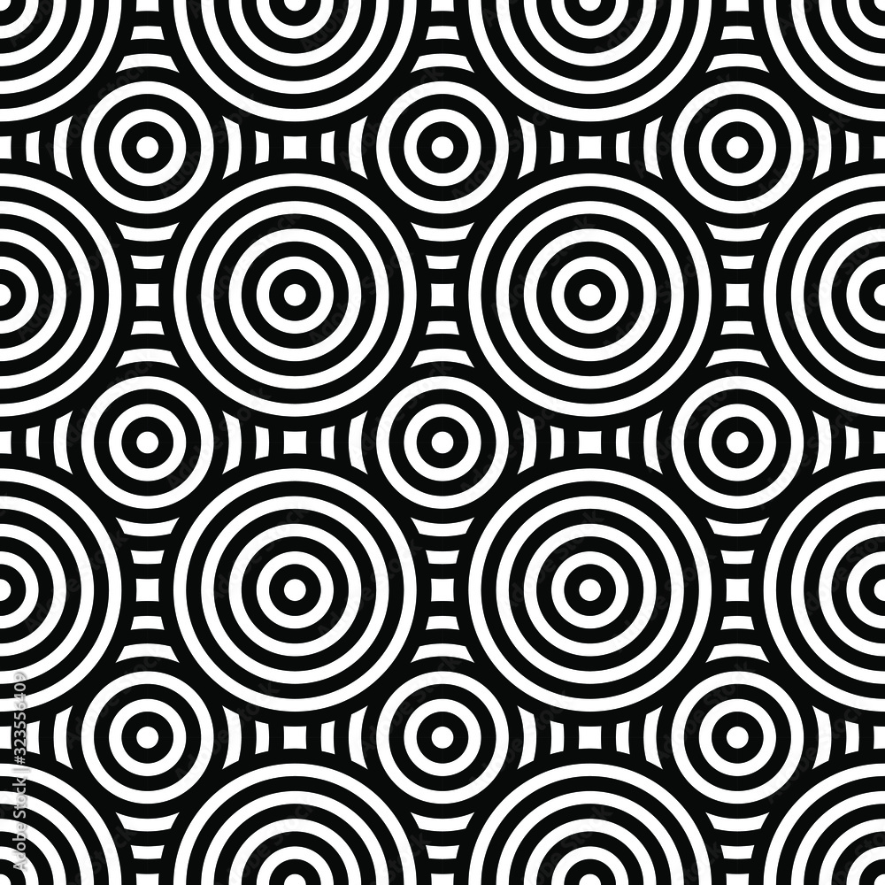 Black and white geometric impossible pattern background. Abstract line art. Vector for greeting cards, cover, flyer, wallpaper, fabric print, design creative object. Ornament design, repeating tiles Black and white geometric impossible pattern background. Abstract line art. Vector for greeting cards, cover, flyer, wallpaper, fabric print, design creative object. Ornament design, repeating tiles