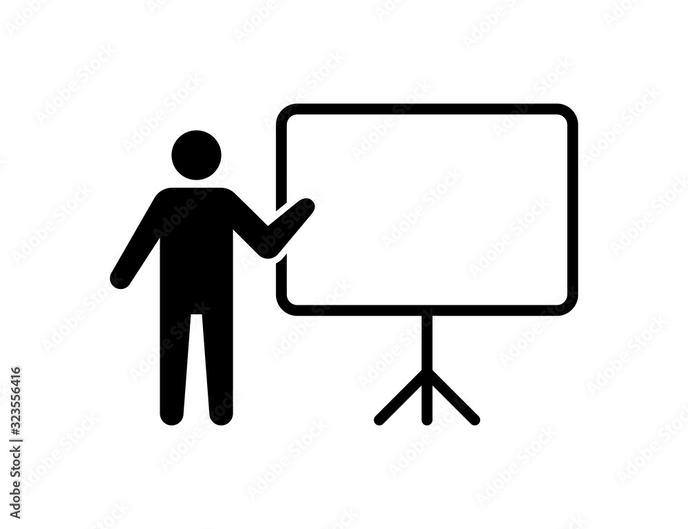 Traning presentation vector isolated icon. School teacher presentation icon education sign vector school teacher illustration. Traning presentation vector isolated icon. School teacher presentation icon education sign vector school teacher illustration.