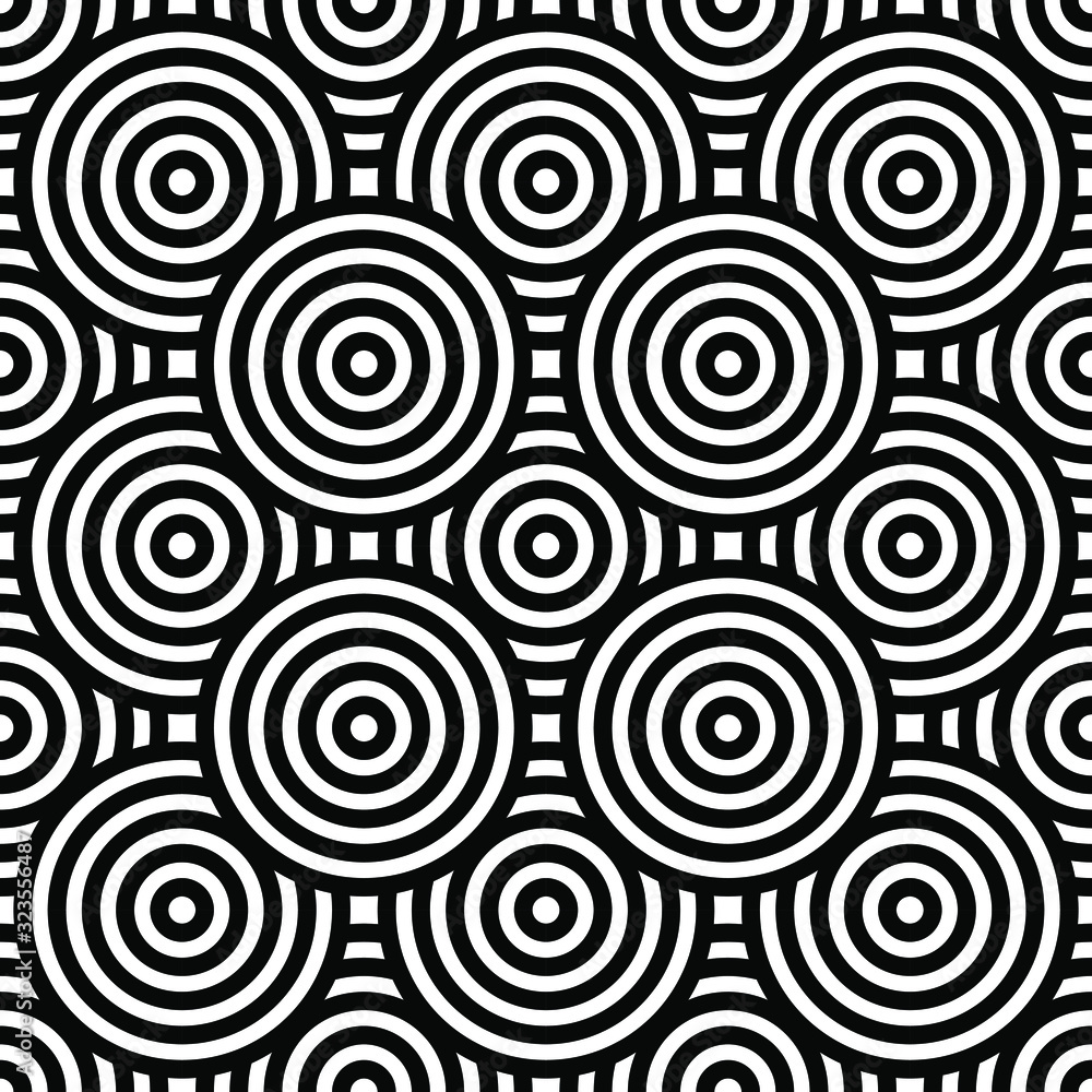 Black and white geometric impossible pattern background. Abstract line art. Vector for greeting cards, cover, flyer, wallpaper, fabric print, design creative object. Ornament design, repeating tiles Black and white geometric impossible pattern background. Abstract line art. Vector for greeting cards, cover, flyer, wallpaper, fabric print, design creative object. Ornament design, repeating tiles