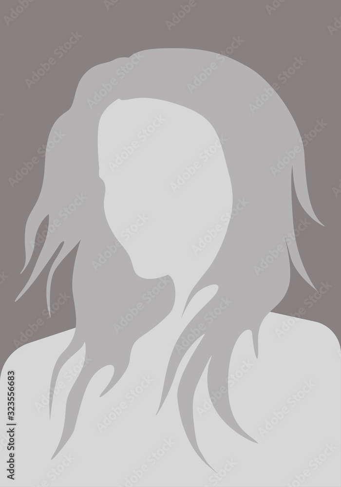 Flat style illustration. Girl silhouette.