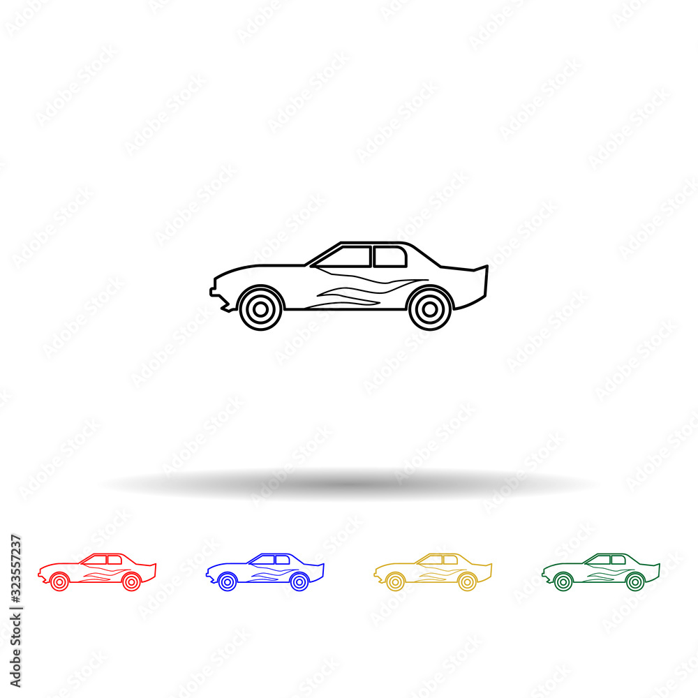 Drug racing car multi color style icon. Simple thin line, outline vector of bigfoot car icons for ui and ux, website or mobile application