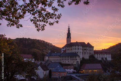 Weesenstein castle in sunset