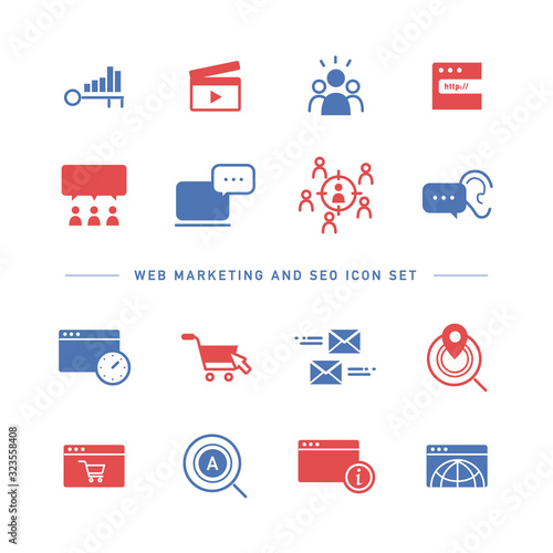 WEB MARKETING AND SEO ICON SET
