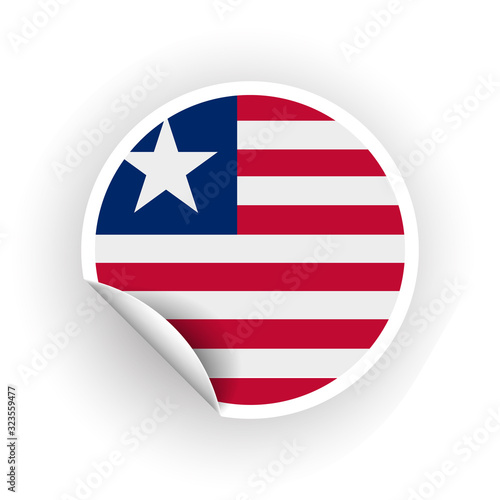 Sticker of Liberia flag with peel off corner isolated on white background. Paper banner or circle curl label sticker with flip edge. Vector color post note for advertising design. Free Download Sticker of Liberia flag with peel off corner isolated on white background. Paper banner or circle curl label sticker with flip edge. Vector color post note for advertising design. - GFXLoad