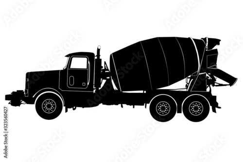 concrete mixer truck silhouette vector on white background