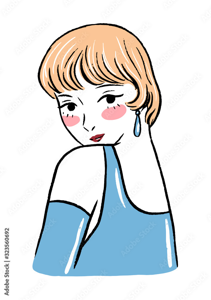 Hand drawn vector graphic illustration. Portrait of a beautiful woman in 20s styles. Colored contour sketch isolated on white. Vintage retro drawing for design, cosmetics, beauty products, cards etc. Hand drawn vector graphic illustration. Portrait of a beautiful woman in 20s styles. Colored contour sketch isolated on white. Vintage retro drawing for design, cosmetics, beauty products, cards etc.