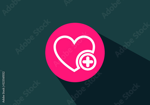 Favorites icon with plus symbol. Favorite icon, heart add plus sign, bookmark symbol, button
