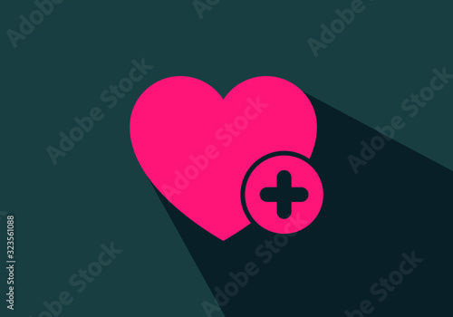 Favorites icon with plus symbol. Favorite icon, heart add plus sign, bookmark symbol, button