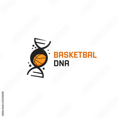 Basketball DNA Helix gen logo with basket ball icon symbol for sport media or store
