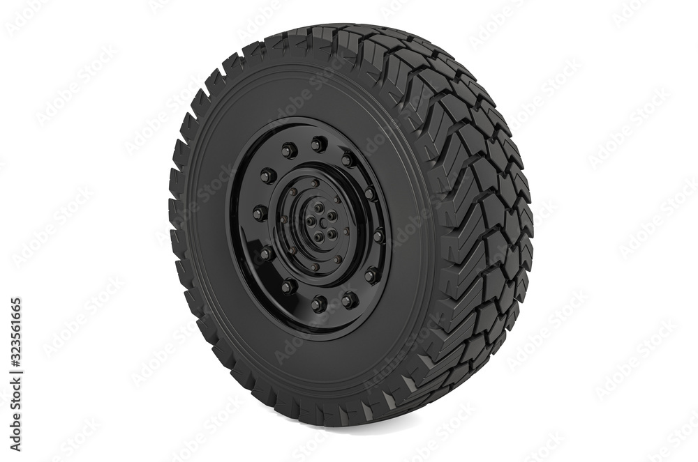 Truck or Jeep Wheel, 3D rendering Truck or Jeep Wheel, 3D rendering