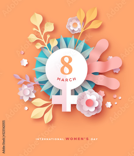 Women's day 9 march spring floral papercut card