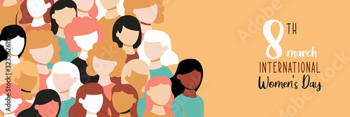 International Women's Day banner diverse girl team