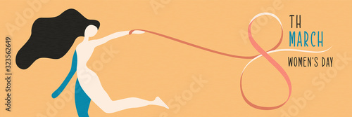 Women's Day 8 march banner of woman dancing