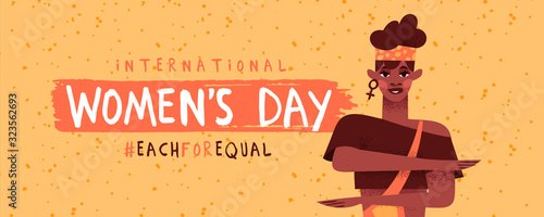 Women's day each for equal afro woman banner