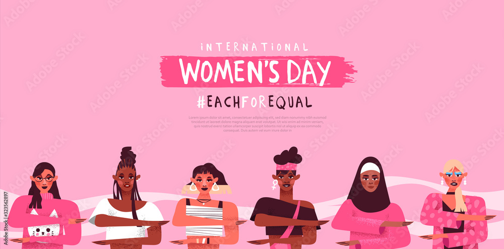 Fototapeta Dzień kobiet każdego szablonu sieci równości różnorodności