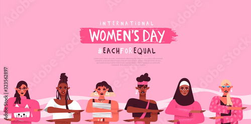 Women's day each for equal diversity web template