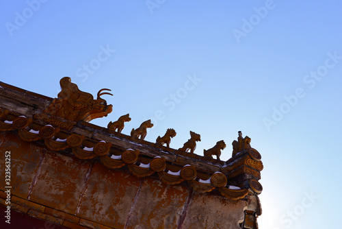 A corner of an ancient Chinese building in the eastern mausoleum of the qing dynasty in zunhua photo
