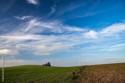 beautiful cloudy sky over the fields