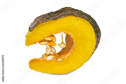 Sliced pumpkin isolated on white background