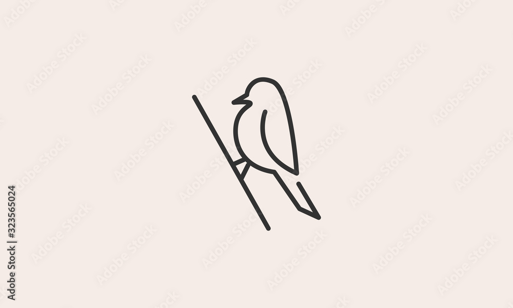 Obraz premium Bird Outline Minimalistic Logo Design
