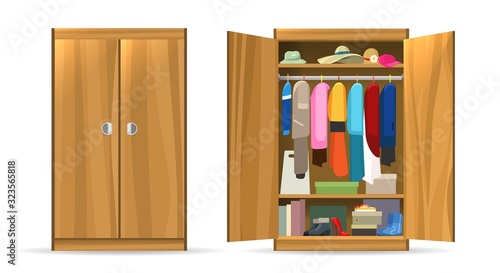 Open closets cupboard wardrobe photo